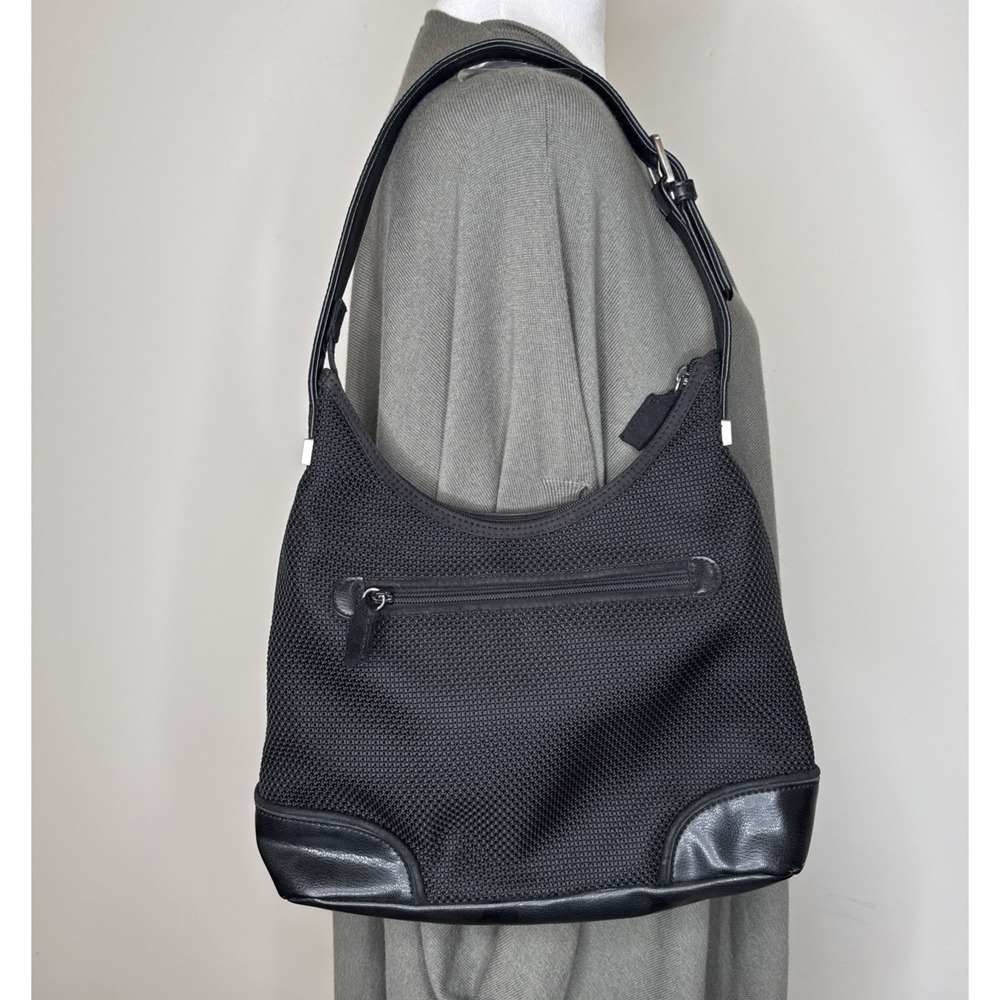 The Sak Hobo Convertible Shoulder Purse Black Woven Buckle Work Bag Corp Satchel